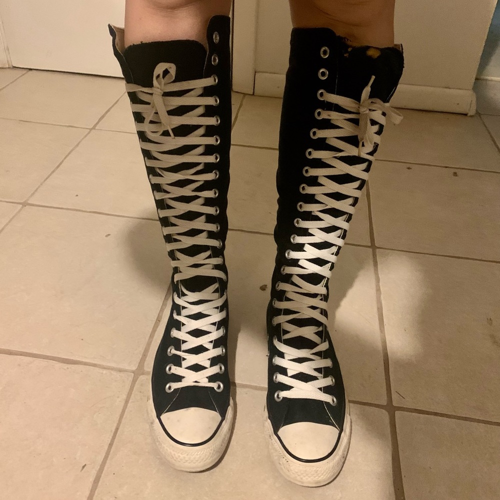 Thigh high black converse size 7 female